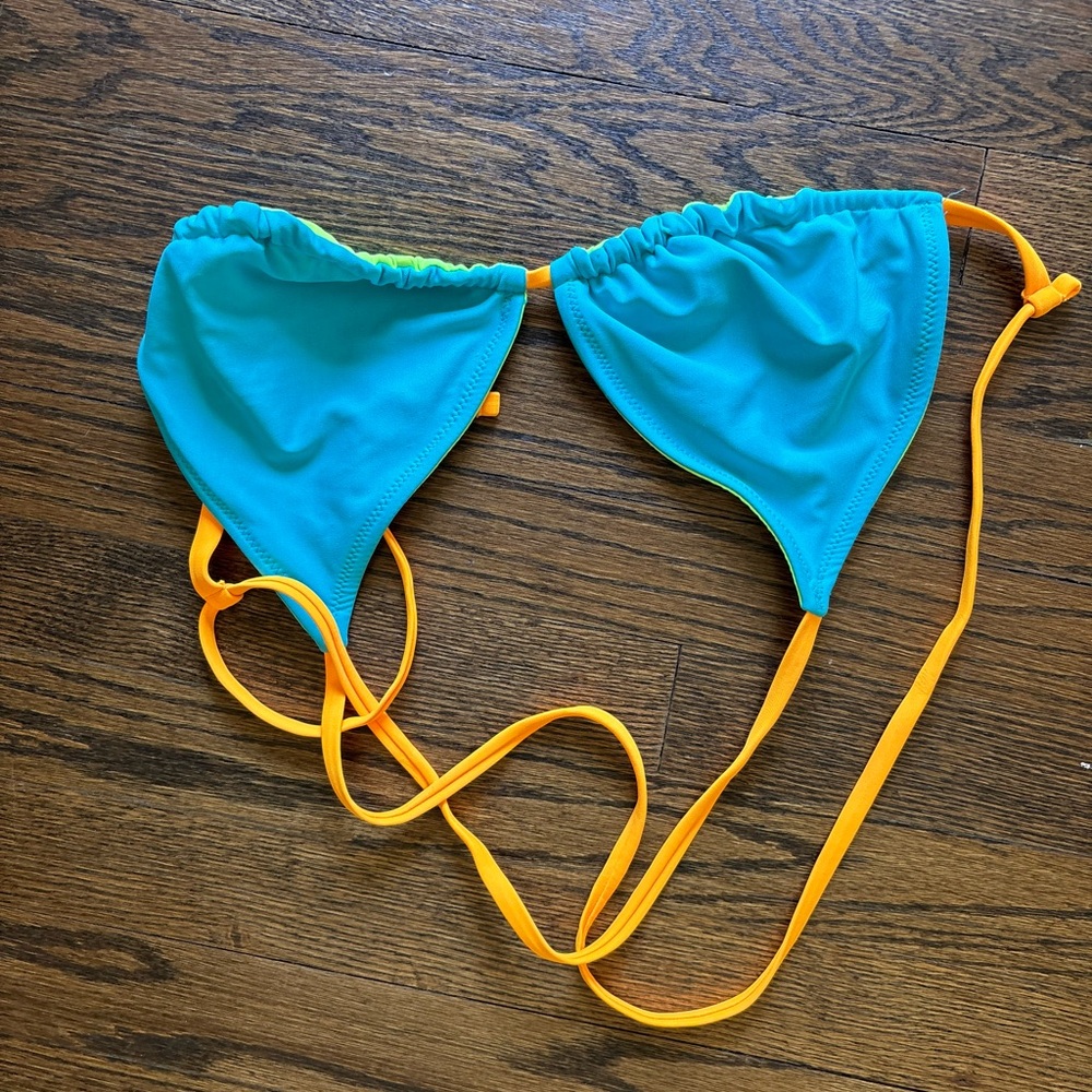 Kids Swim Bikini Top in Blue and Orange